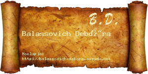Balassovich Debóra névjegykártya